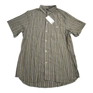 WESC Mens Short Sleeve Button Up Shirt Vertical Stripe Size S NWT